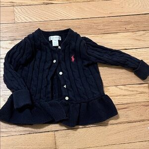 Ralph Lauren Baby Navy Cable Knit Cardigan, 18m